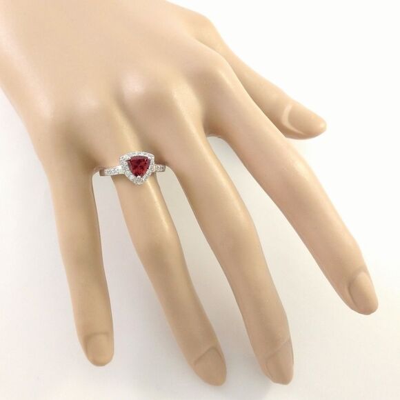 Garnet Ring with White Sapphires SIZE 8 - Picture 7 of 8